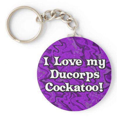 Crazy Purple I Love my Ducorps Cockatoo Keychain by MenagerieMayhem