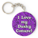 Crazy Purple I Love my Dusky Conure Keychain