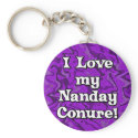 Crazy Purple I Love my Nanday Conure Keychain