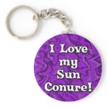 Crazy Purple I Love my Sun Conure Keychain