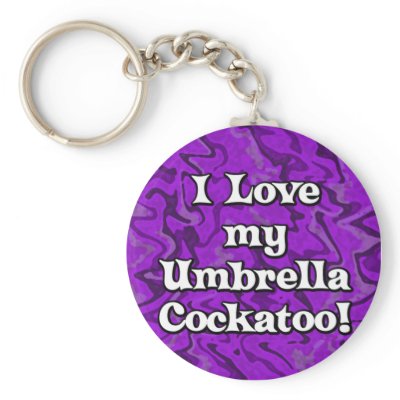 Crazy Purple I Love my Umbrella Cockatoo Keychain by MenagerieMayhem