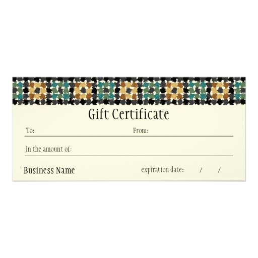 Crazy Squares Gift Certificate Custom Rack Card