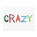 Crazy wild bold colourful goofy fun silly word art postcards