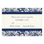 Cream and Blue Pattern RSVP Wedding Card Personalized Announcements