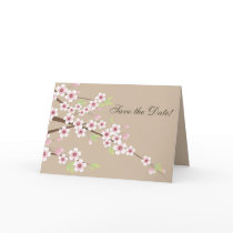 Cream and Cherry Blossom Save the Date Cards