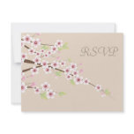 Cream and Cherry Blossom Wedding RSVP Custom Invitations