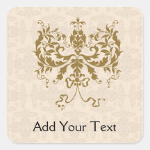 Cream and Gold Damask Sticker