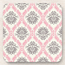 cream and grey tan damask bliss coaster