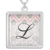 cream and grey tan damask bliss personalised necklace