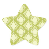 cream and olive diamond elegant damask star sticker