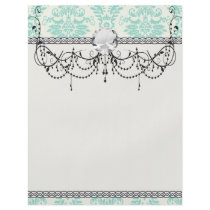 cream blue green damask pattern flyers
