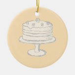 Cream Colour Cake on Beige Background. ornaments