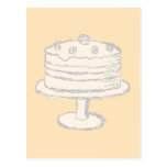 Cream Colour Cake on Beige Background. postcards
