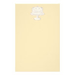 Cream Colour Cake on Beige Background. stationery