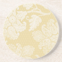 cream ecru floral elegant damask drink coasters