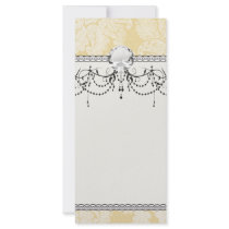 cream ecru floral elegant damask personalized rack card
