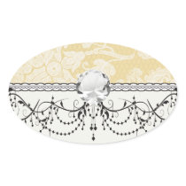 cream ecru floral elegant damask stickers