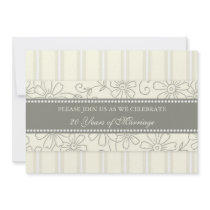 Cream Floral 20th Anniversary Party Invitation