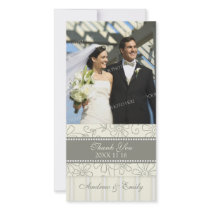Cream Floral Thank You Wedding Photo Cards