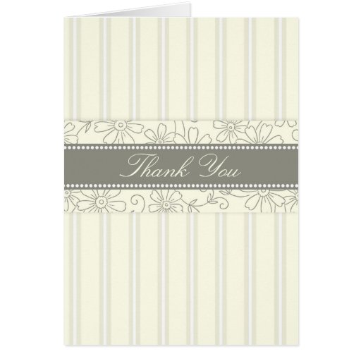 Cream Floral Wedding Thank You Card