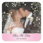 Cream florals on pink with your photo square stickers