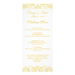 Cream Gold Floral Damask Wedding Menu Custom Announcements