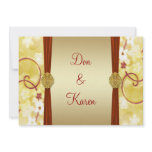 Cream Gold & Red Floral Size A7 Personalized Announcement