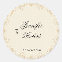 Cream Gold Vintage Pinstripe Floral Envelope Seal Stickers