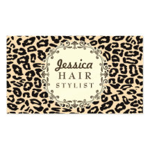 Cream Leopard Print Hair Stylist Appointment Cards Business Card Templates