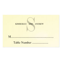 Cream Monogram Wedding Seating Cards Business Cards