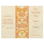 Cream, Orange, Gold Damask Wedding Program