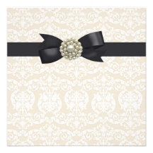 Cream Pearl Bow Black Tie Party Event Template Invitation