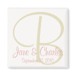 Cream & Pink Monogram • Save the Date Magnet
