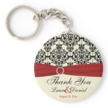 Cream, Red, and Black Damask Wedding Favour keychains