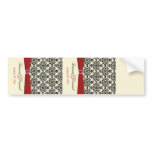 Cream, Red, and Black Damask Wine Label bumper stickers