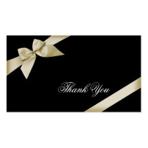 Cream Ribbon Thank You Minicard Business Card Template