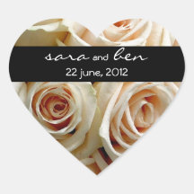 Cream Rose Bouquet Wedding Sticker