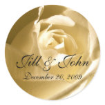 Cream Rose Names Wedding Favour Sticker