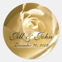 Cream Rose Names Wedding Favour Sticker