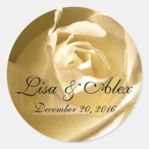 Cream Rose Photo Save the Date Wedding Stickers