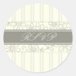 Cream Stripes Floral RSVP Envelope Seals Stickers