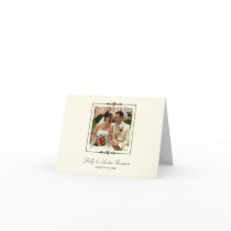 Creamy white elegance square frame photo thank you card