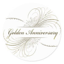 Create Your Own Golden Anniversary Design Round Stickers