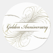 Create Your Own Golden Anniversary Design Round Stickers
