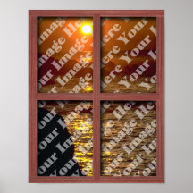 Create Your Own Window With Red Wooden Frame Posters