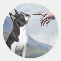 Creation of the Boston Terrier (#3) Round Sticker