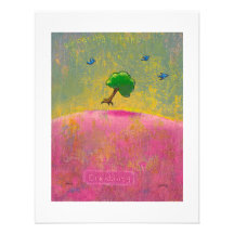 Creativity flying tree blue birds fun unique art custom announcement