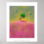 Creativity flying tree blue birds fun unique art posters
