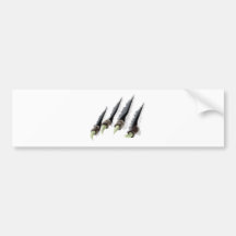 Creature claws tearing through background bumper stickers