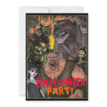 Creature monsters halloween holiday party invitations